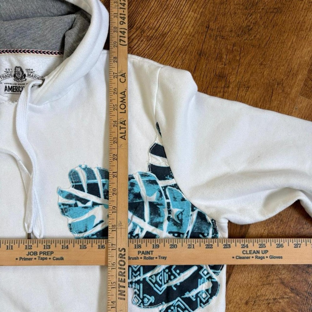 American Rag White Tropical Monstera Leaf Zip Up Hoodie XL - Picture 6 of 8
